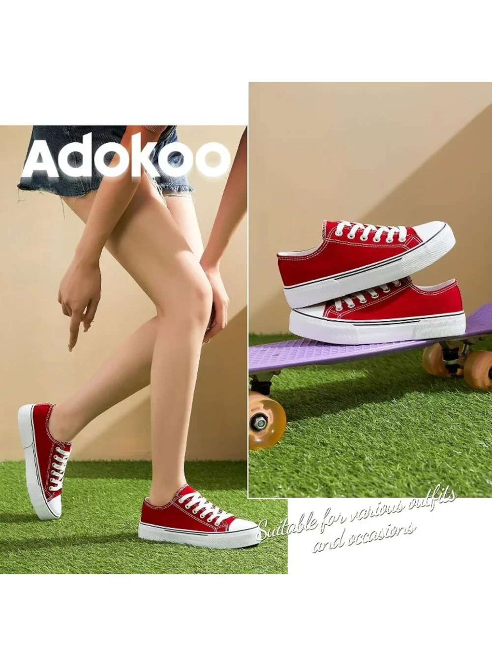 Women's Red Lightweight Low Top Lace Up Casual Fashion Walking Sneakers
